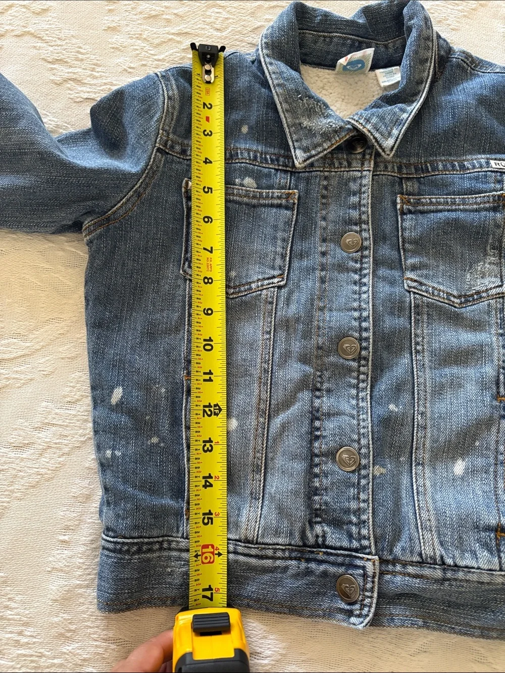 Roxy Girls Denim Sherpa Lined Jacket EUC L Almost Vintage